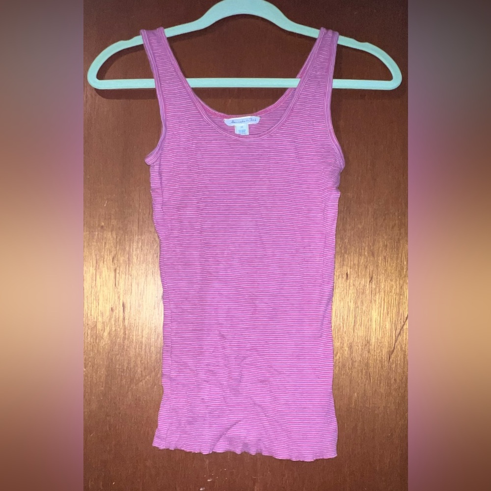 Abercrombie & Fitch Pink & Pink Striped Ribbed Tank Size Medium Y2K - Picture 4 of 11